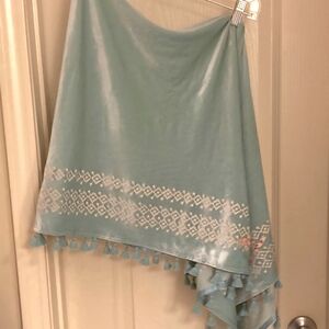 Velvet Embroidered Poncho With Tassels